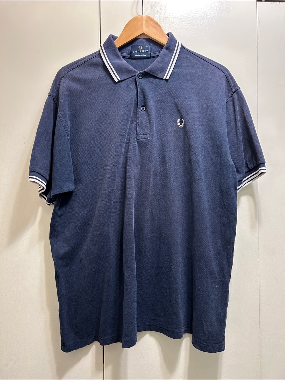 Fred Perry Navy Polo with White Contrast Tipping